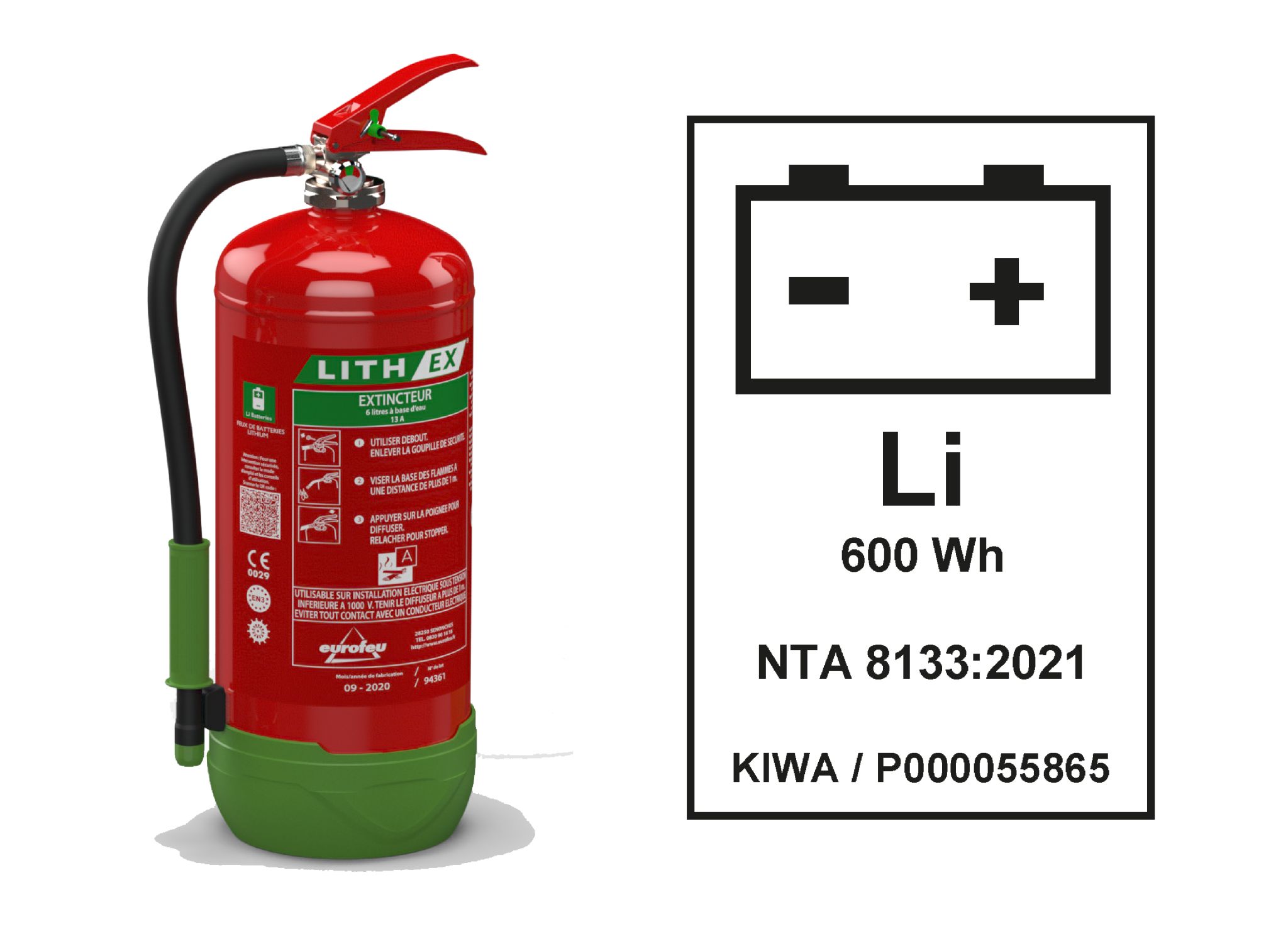 Extincteur Lith EX 6L AVD Fire – batterie lithium-ion